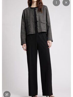 NWT Nordstrom Collarless Herringbone Jacket Sz XL 40% Wool 55% Poly